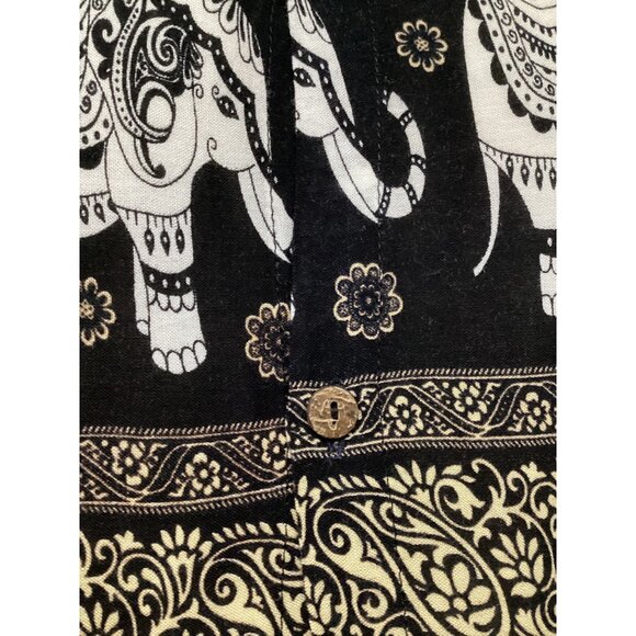 All Over Elephant Graphic Print Mens Button Up Camp Shirt Large Pocket Cotton - Picture 5 of 6